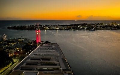 Aloha Tower is Lit in Maui Pink